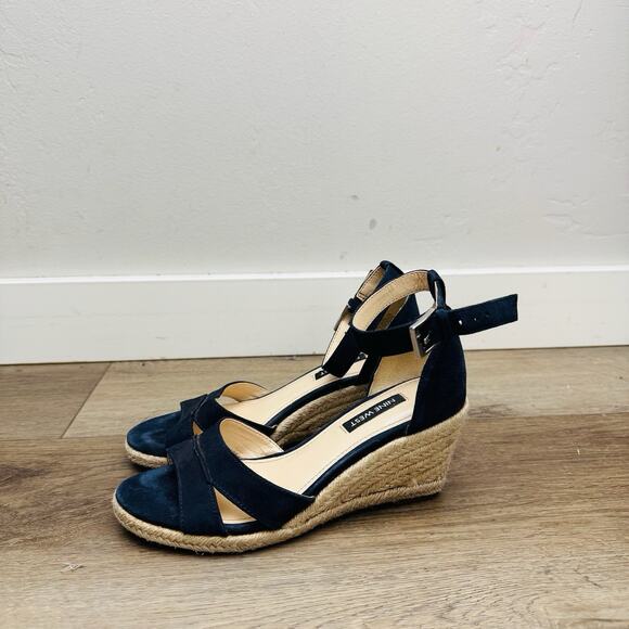 Nine West Black Espadrille Wedge Sandal Women’s Size 5 - Picture 2 of 10